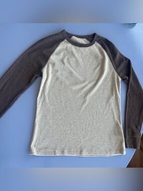 Old Navy Cream Waffle Knit Raglan with Chocolate Trim